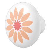 Stylized Peach Daisy with Coral Center Keramische Knop (Rechts)