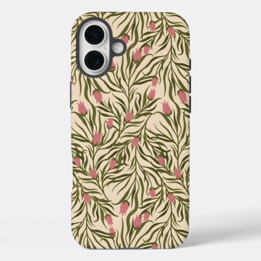 Stylized pink bell-shaped floral pattern Case-Mate iPhone case (Achterkant)