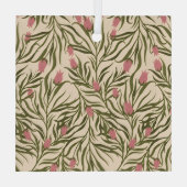 Stylized pink bell-shaped floral pattern glas ornament (Achterkant)