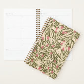 Stylized pink bell-shaped floral pattern planner (Display)