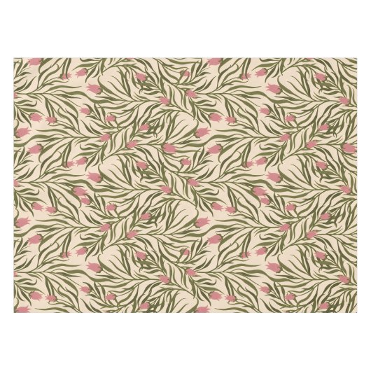 Stylized pink bell-shaped floral pattern tafelkleed (Voorkant (Horizontaal))