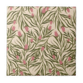Stylized pink bell-shaped floral pattern tegeltje (Voorkant)