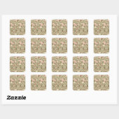 Stylized pink bell-shaped floral pattern vierkante sticker (Vel)