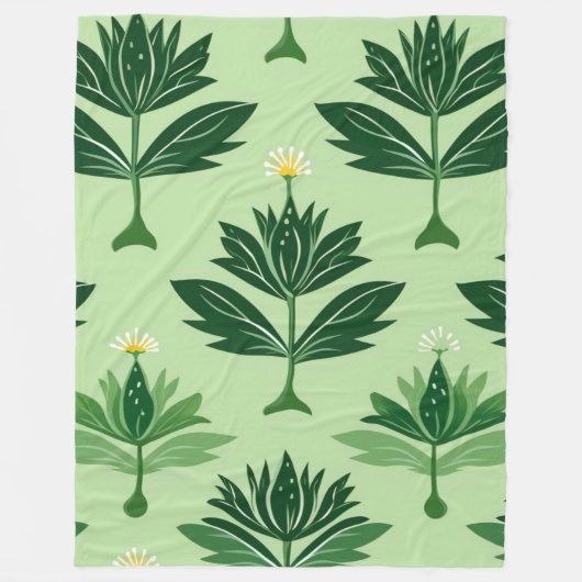 Stylized Plant Pattern – Harmony in Green Fleece Deken (Voorkant)