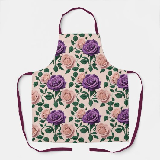 Stylized Purple Roses With Green Accents Schort (Voorkant)