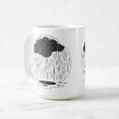 Stylized Rain Cloud with Falling Rain and Puddle Koffiemok (Voorkant links)