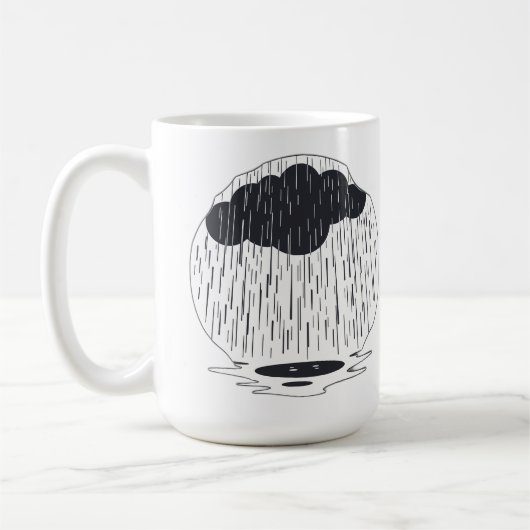 Stylized Rain Cloud with Falling Rain and Puddle Koffiemok (Links)