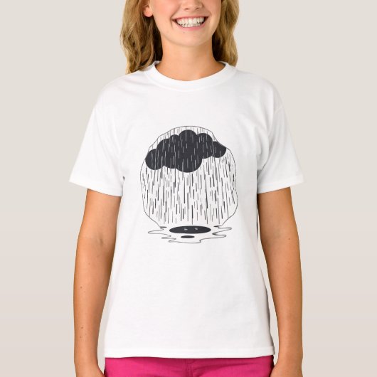 Stylized Rain Cloud with Falling Rain and Puddle T-shirt (Voorkant)
