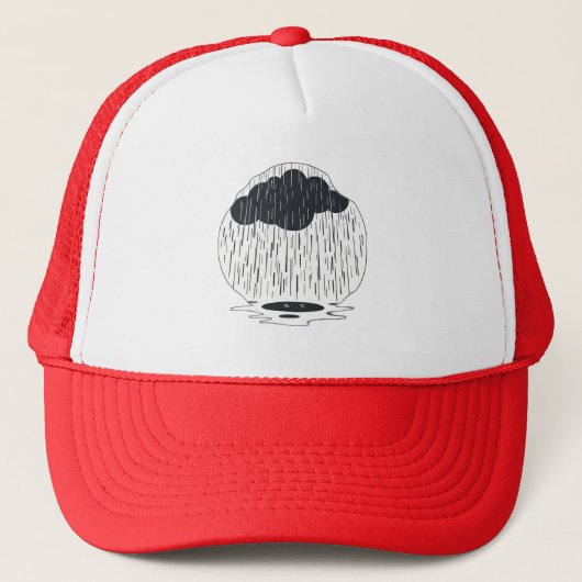 Stylized Rain Cloud with Falling Rain and Puddle Trucker Pet (Voorkant)