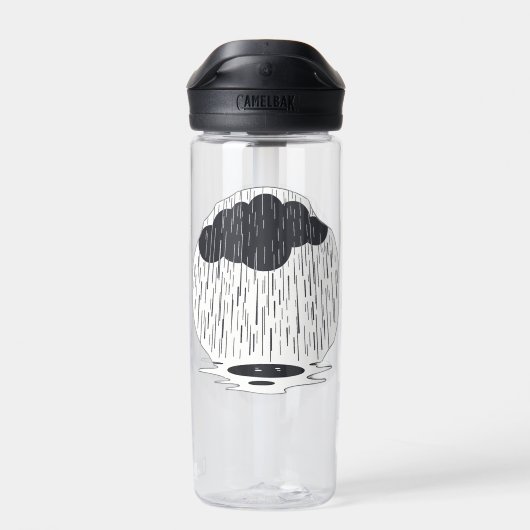 Stylized Rain Cloud with Falling Rain and Puddle Waterfles (Achterkant)