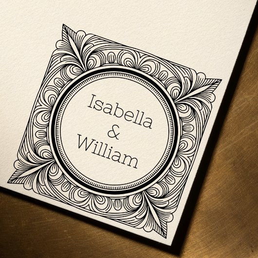 Stylized Scrollwork Couple Self-Inking Stamp Zelfinktende Stempel