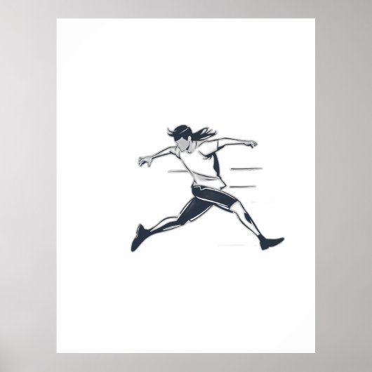Stylized Silhouette of a Person Running Fast Poster (Voorkant)