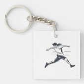 Stylized Silhouette of a Person Running Fast Sleutelhanger (voorkant)