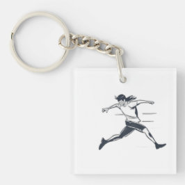 Stylized Silhouette of a Person Running Fast Sleutelhanger