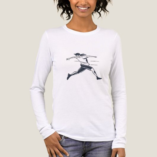 Stylized Silhouette of a Person Running Fast Tri-Blend Shirt (Voorkant volledig)
