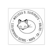 Stylized Sleeping Fox Round Address 3 Rubberstempel (Afrduk)