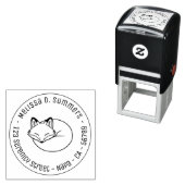 Stylized Sleeping Fox Round Address 3 Zelfinktende Stempel (In situ)