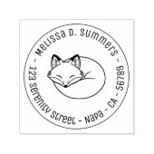 Stylized Sleeping Fox Round Address 3 Zelfinktende Stempel (Design)