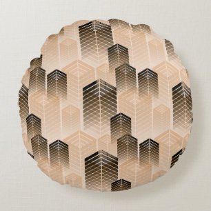 stylized urban landscape seamless pattern in sepia rond kussen