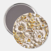 Stylized White Floral Magneet (Voorkant / Achterkant)