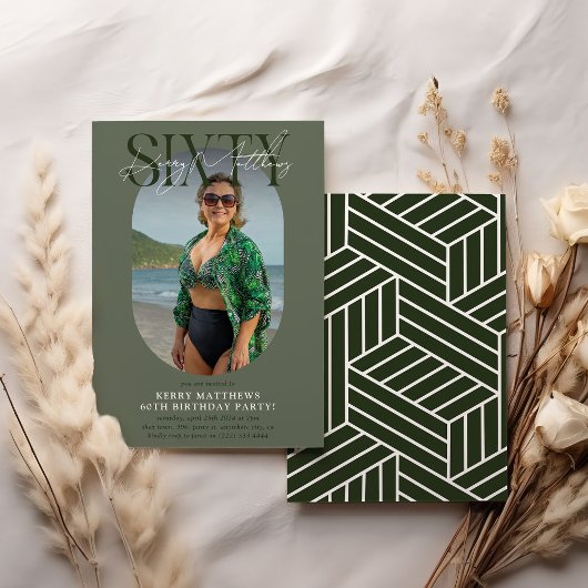 Stylsih Oval Foto & Handtekening 60e verjaardag Kaart