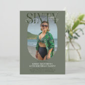 Stylsih Oval Foto & Handtekening 60e verjaardag Kaart (Staand voorkant)