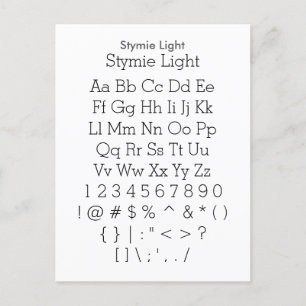 Stymie Light - Zazzle Font Sampler Blad Briefkaart