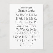 Stymie Light - Zazzle Font Sampler Blad Briefkaart (Voorkant)