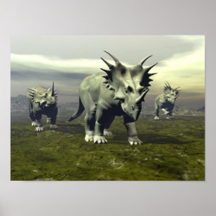 Styracosaurus dinosaurus - 3D rendering Poster