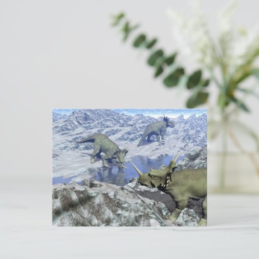 Styracosaurus nabij water- 3D rendering Briefkaart (Staand voorkant)