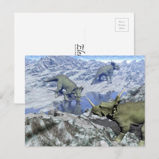 Styracosaurus nabij water- 3D rendering Briefkaart (Voorkant / Achterkant)