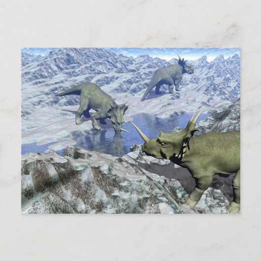Styracosaurus nabij water- 3D rendering Briefkaart (Voorkant)