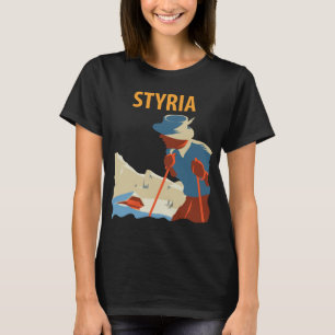 Styria Oostenrijk Berg Zon Retro Reis T-Shirt