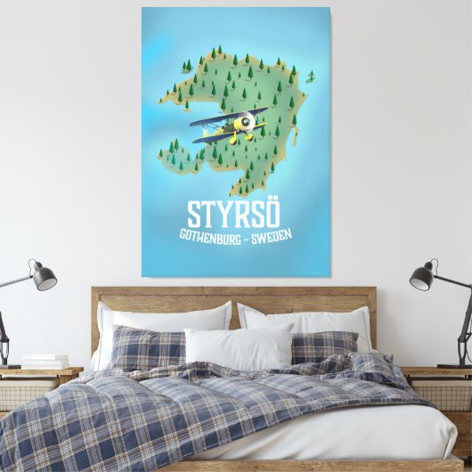 Styrsö, zweden reisposter. canvas afdruk (Insitu (Slaapkamer))