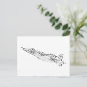 SU 25 Grach Soviet Frogfoot Plane Sketch Briefkaart (Staand voorkant)