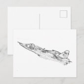 SU 25 Grach Soviet Frogfoot Plane Sketch Briefkaart (Voorkant / Achterkant)
