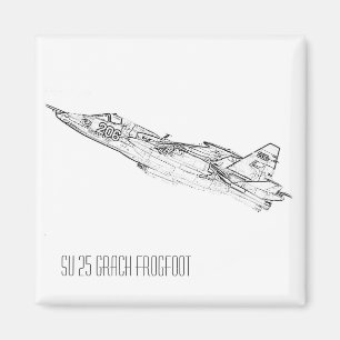 SU 25 Grach Sovjet Frogfoot Plane Schets Magneet