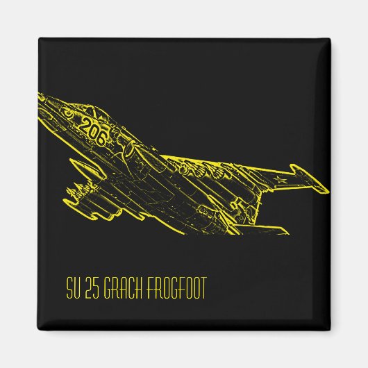 SU 25 Grach Sovjet Frogfoot Plane Schets Magneet (Voorkant)