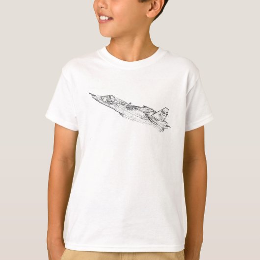 SU 25 Grach Sovjet Frogfoot Plane Schets T-shirt (Voorkant)