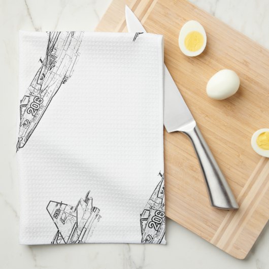 SU 25 Grach Sovjet Frogfoot Plane Schets Theedoek (Quarter Fold)