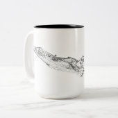 SU 25 Grach Sovjet Frogfoot Plane Schets Tweekleurige Koffiemok (Voorkant links)
