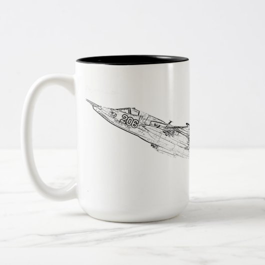 SU 25 Grach Sovjet Frogfoot Plane Schets Tweekleurige Koffiemok (Links)