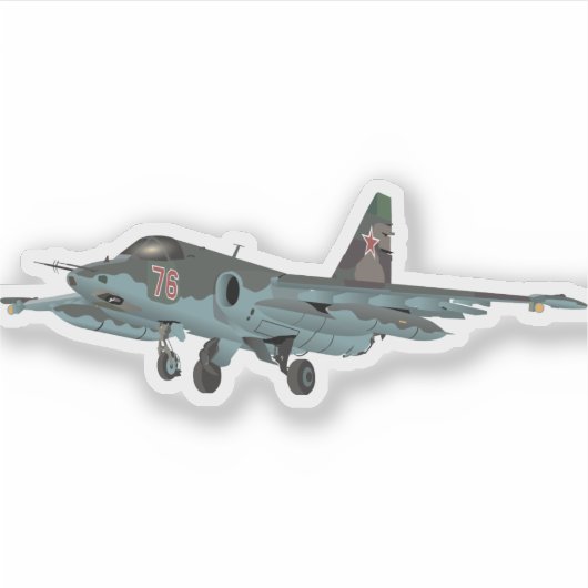 Su-25 Russisch Jet Vliegtuig Sticker (Voorkant)