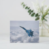 SU-27 flenker boven de wolken Briefkaart (Staand voorkant)