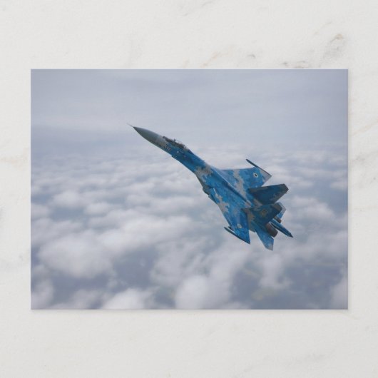 SU-27 flenker boven de wolken Briefkaart (Voorkant)