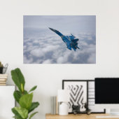 SU-27 flenker boven de wolken Poster (Thuiskantoor)