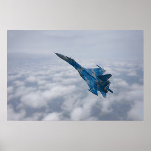 SU-27 flenker boven de wolken Poster