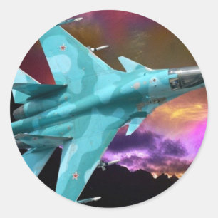 SU-30 RUSSISCHE GEVECHTSVLIEGTUIG RONDE STICKER