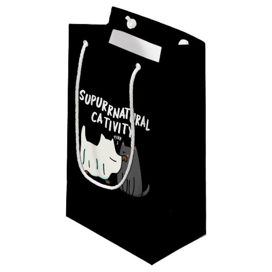 Su-purr-natuurlijke activiteit Funny Cat Pun Dark  Klein Cadeauzakje (Voorkant Gekanteld)