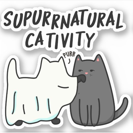 Su-purr-natuurlijke activiteit Funny Cat Pun Sticker (Voorkant)